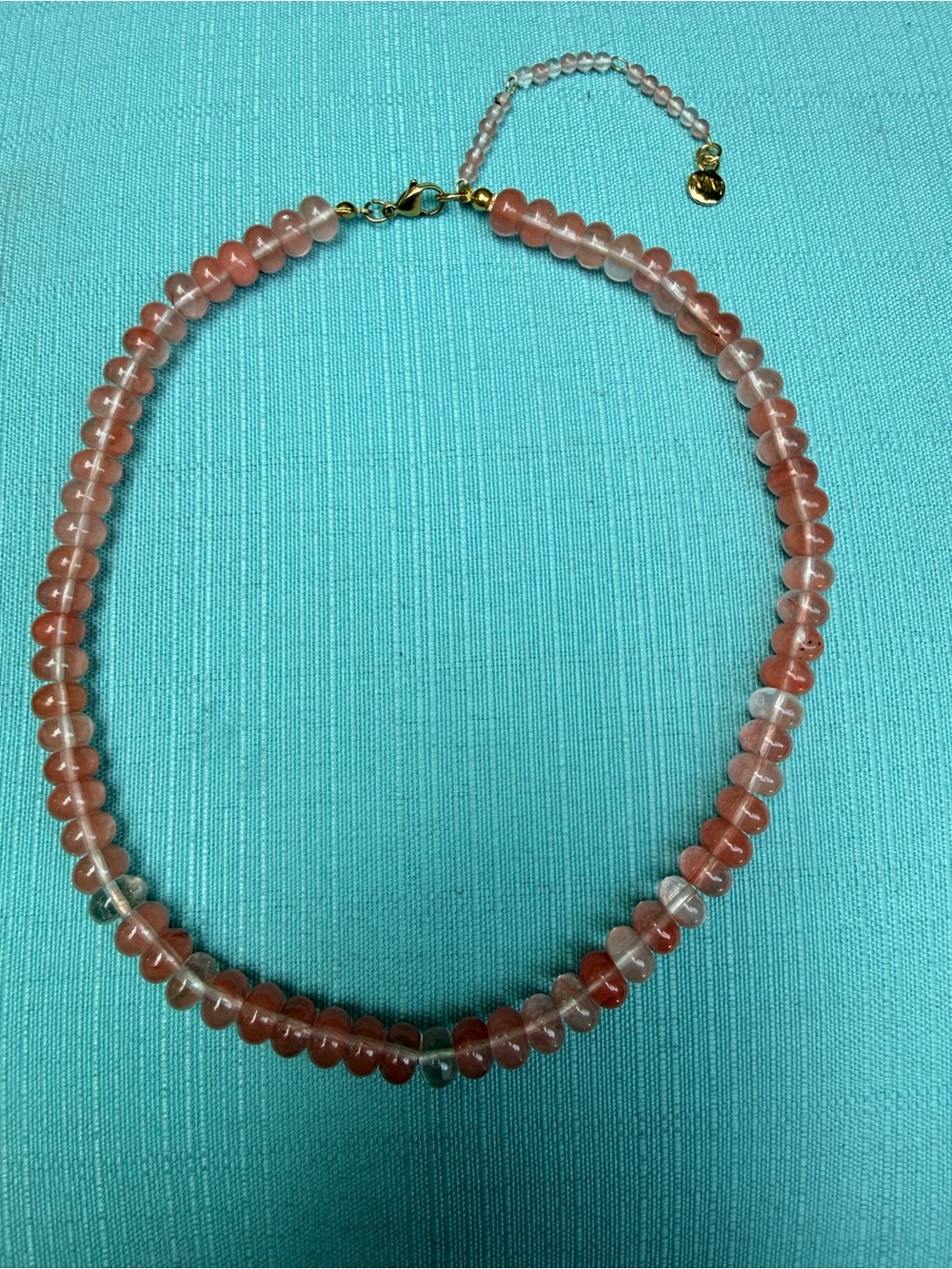 Pink Agate Beaded Necklace - Pink gemstone